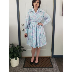 70s Sears Blue‎ and Purple Day Dress